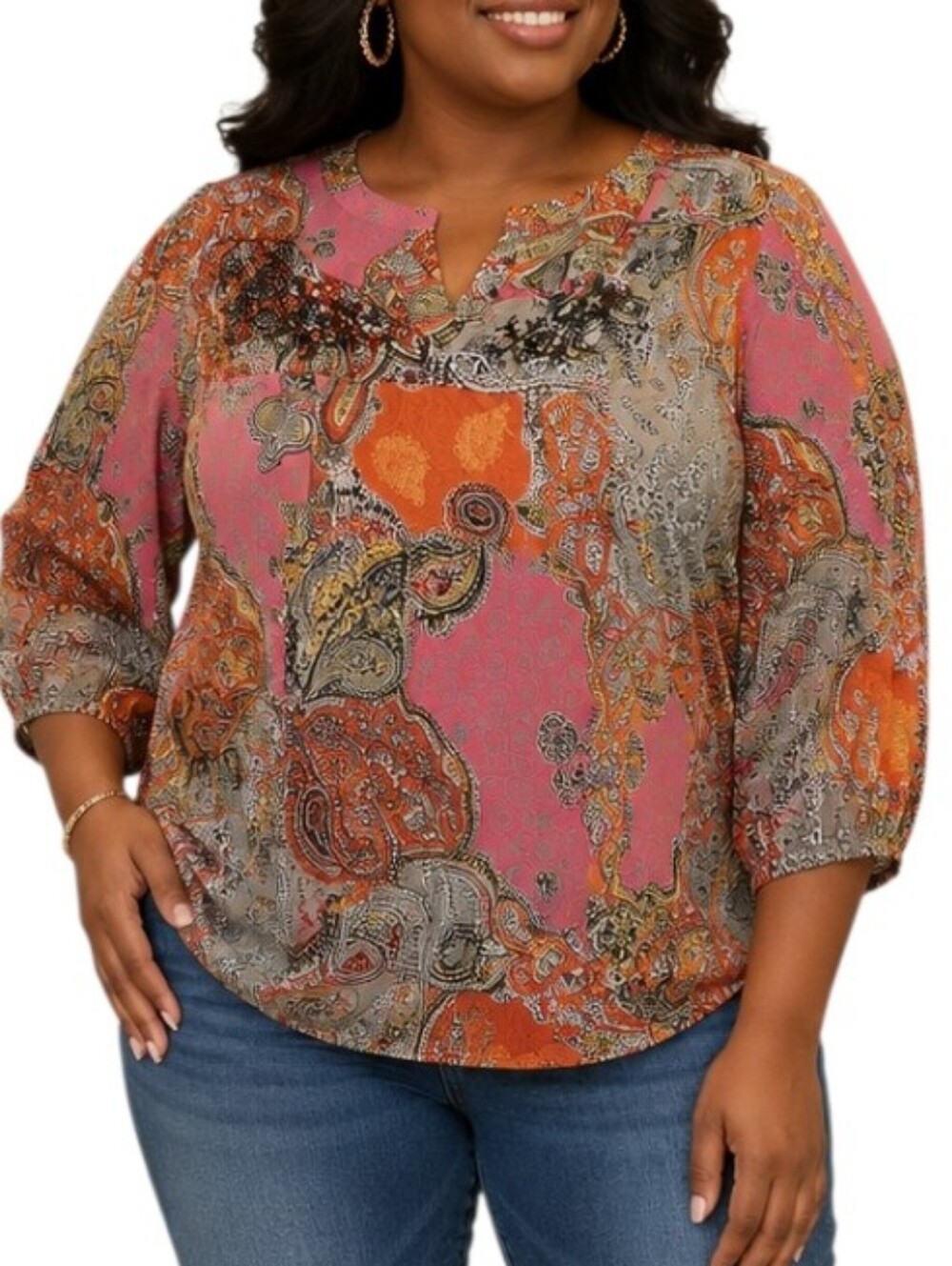 Style & Co Sheer Paisely Top Size 1x